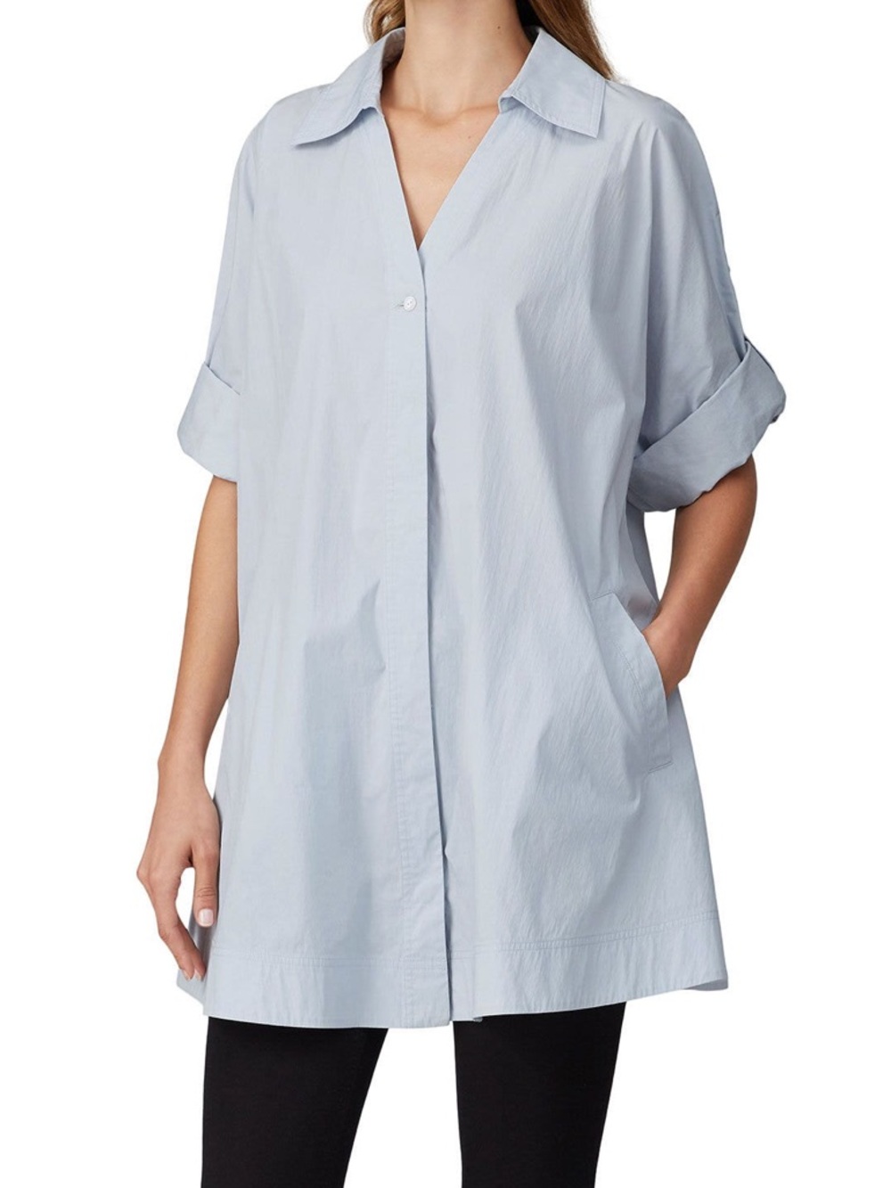 CO Light Blue Relaxed Button-Front Tunic